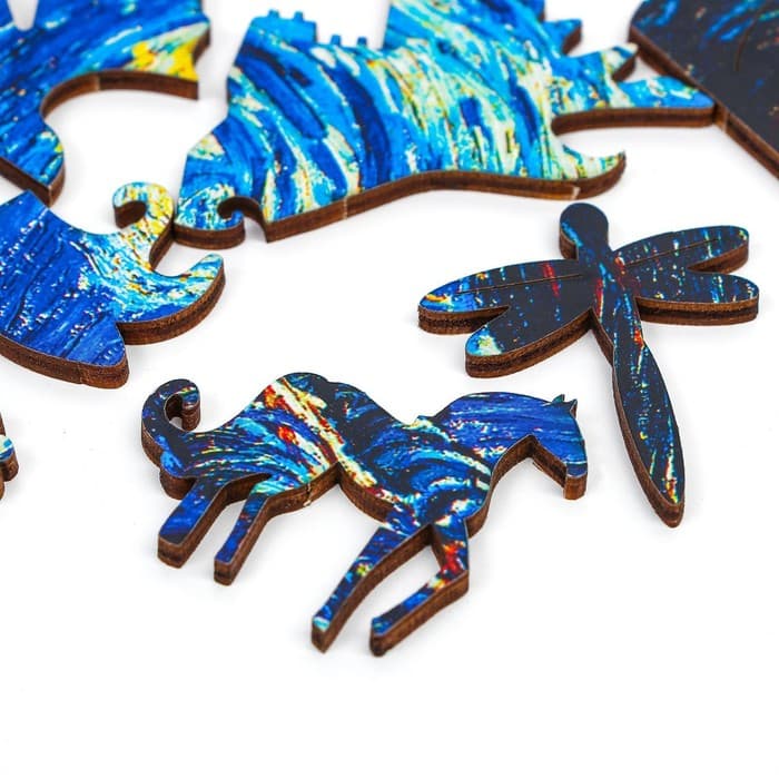 Пазл деревянный фигурный Puzzle «Винсент Ван Гог «Звёздная ночь», 126 элементов