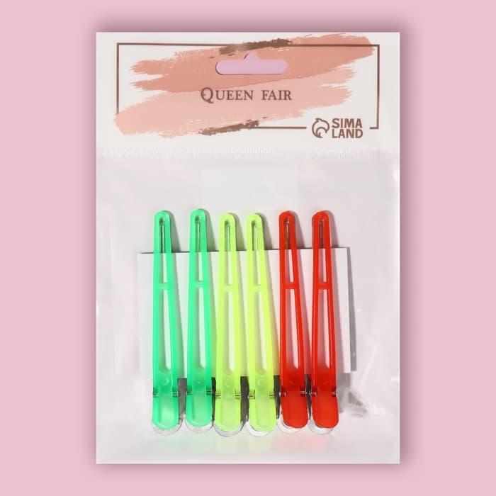 Зажимы для волос, набор - 6 шт., 9.5(±1) см, МИКС