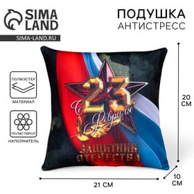 Подушка декоративная антистресс «С 23 февраля», 21×20 см