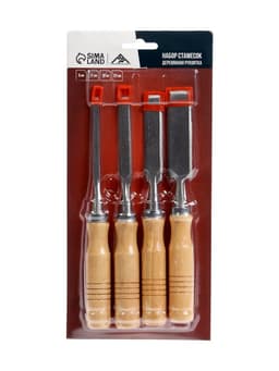 Набор стамесок ЛОМ, деревянная рукоятка, 6-12-18-24 мм