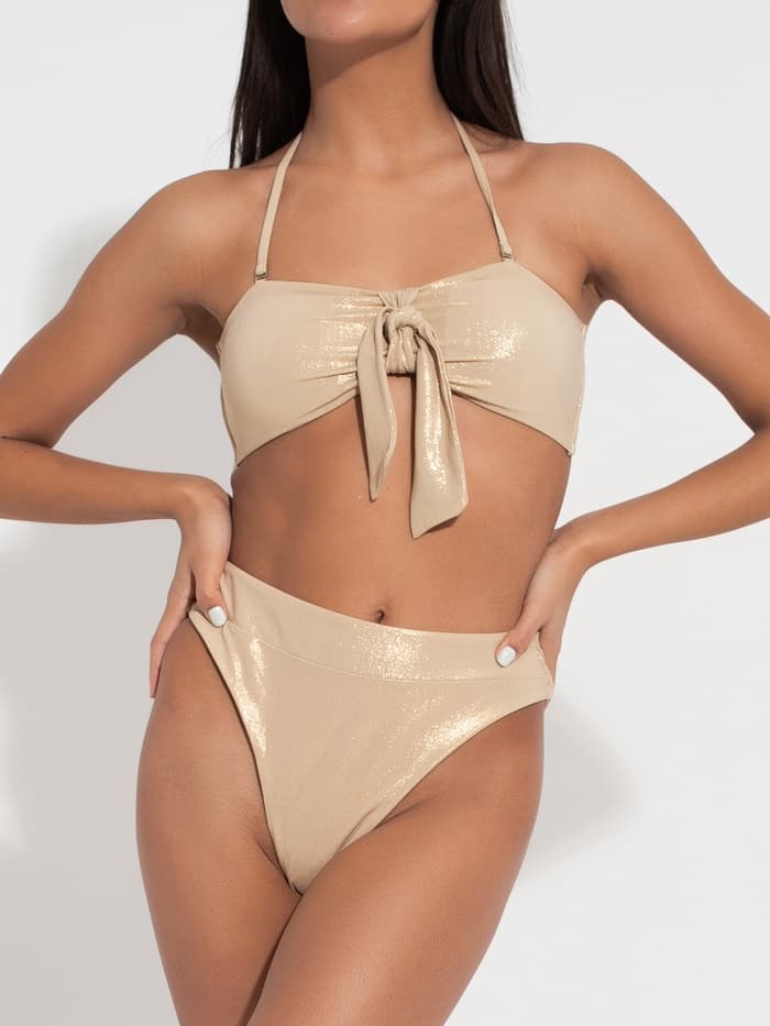Купальник раздельный блестящий женский MINAKU Glow, цвет золотой, размер 48
