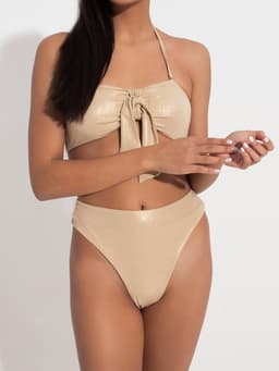 Купальник раздельный блестящий женский MINAKU Glow, цвет золотой, размер 48