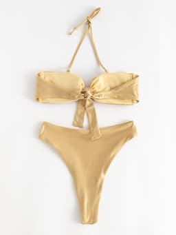 Купальник раздельный блестящий женский MINAKU Glow, цвет золотой, размер 48