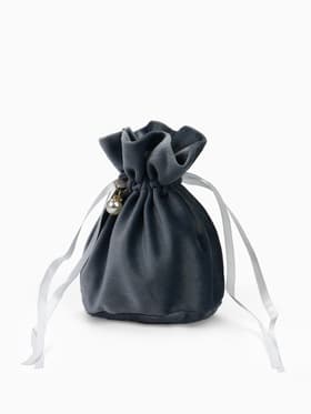 Мешочек бархатный с бусиной, 13×9 см, фасовка 25 шт., серый