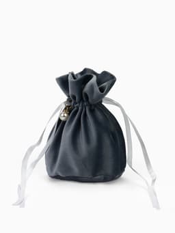 Мешочек бархатный с бусиной, 13×9 см, фасовка 25 шт., серый