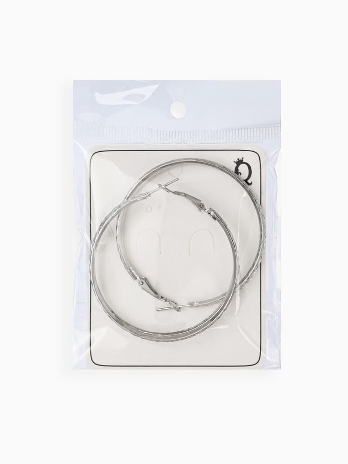 Серьги-кольца «Карма», косичка, цвет серебро, d=5