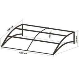 Козырёк над входной дверью, 130×92×35 см, с поликарбонатом, навесной, основание, 20×20×0.7 мм