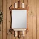 Зеркало для бани и сауны «Резное», настенное, с полкой, 3 крючка, «Добропаровъ»