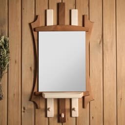 Зеркало для бани и сауны «Резное», настенное, с полкой, 3 крючка, «Добропаровъ»