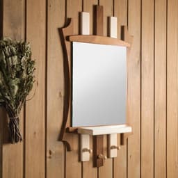 Зеркало для бани и сауны «Резное», настенное, с полкой, 3 крючка, «Добропаровъ»