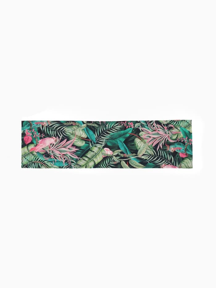Дорожка на стол «Этель» Tropical parrots 40×146 см, 100% хлопок, саржа 190 г/м², зелёная/чёрная