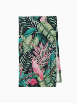 Дорожка на стол «Этель» Tropical parrots 40×146 см, 100% хлопок, саржа 190 г/м², зелёная/чёрная