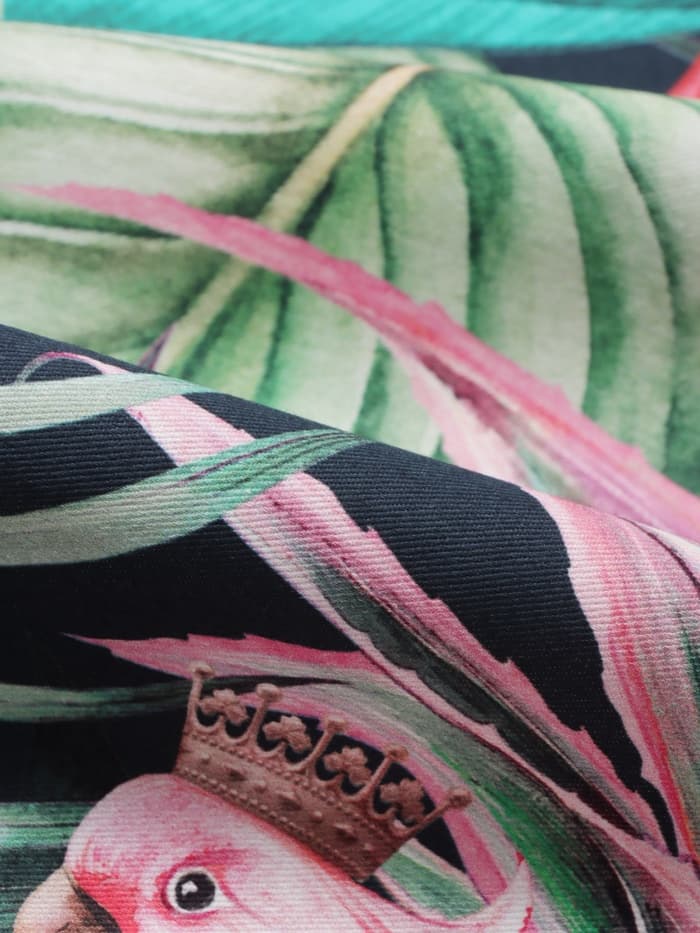 Дорожка на стол «Этель» Tropical parrots 40×146 см, 100% хлопок, саржа 190 г/м², зелёная/чёрная