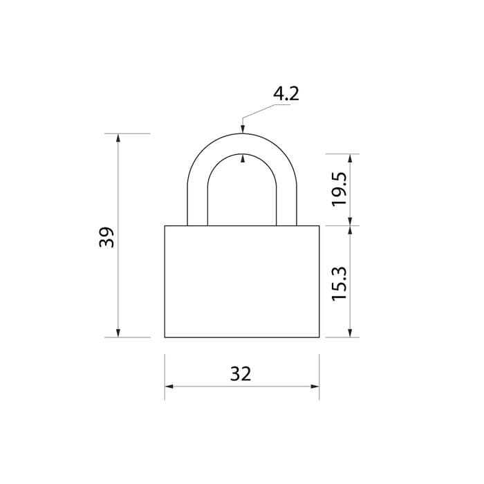 Замок навесной, тип 1, 33×40 мм, 2 ключа