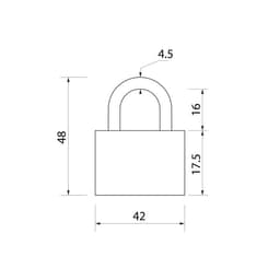 Замок навесной, тип 1, 41×48 мм, 3 ключа