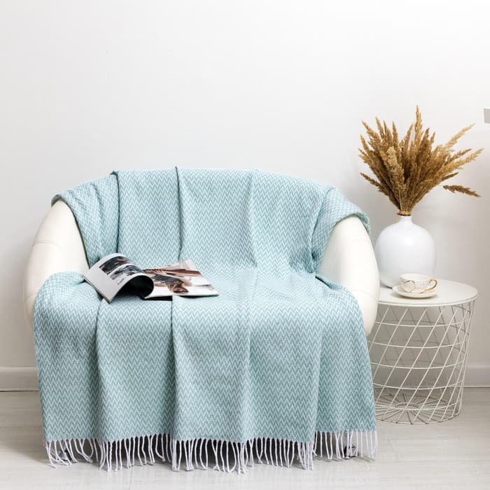 Плед с бахромой «Валенсия. Антонио» 140×200 см, мятный