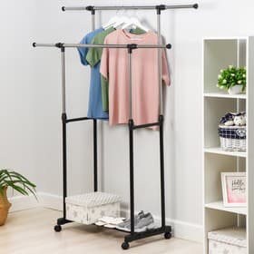 Вешалка - стойка напольная для одежды Доляна, телескопическая, 2 перекладины, 80(145) × 43×90(160) см