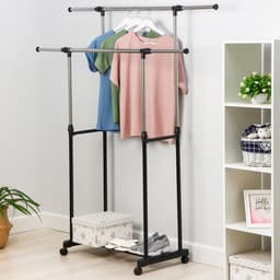Вешалка - стойка напольная для одежды Доляна, телескопическая, 2 перекладины, 80(145) × 43×90(160) см