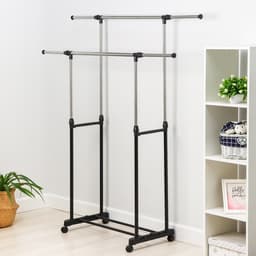 Вешалка - стойка напольная для одежды Доляна, телескопическая, 2 перекладины, 80(145) × 43×90(160) см