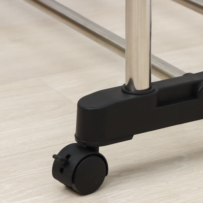 Вешалка - стойка напольная для одежды Доляна, телескопическая, 2 перекладины, подставка для обуви, 80×43×90(160) см