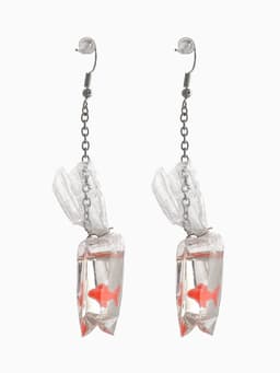 Серьги акриловые «Рыбка в пакете», оранжевые