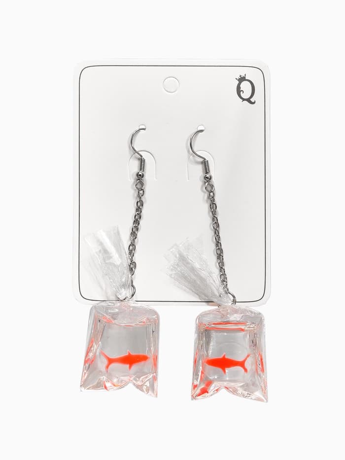 Серьги акриловые «Рыбка в пакете», оранжевые