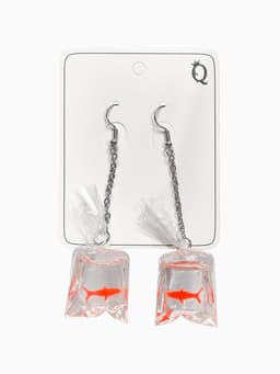 Серьги акриловые «Рыбка в пакете», оранжевые