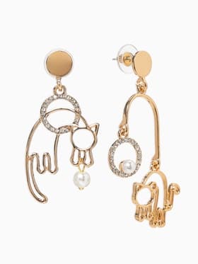 Серьги ассорти «Сиеста» игривые кошки, цвет белый в золоте