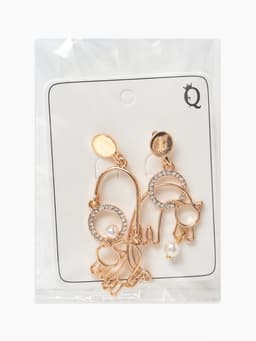 Серьги ассорти «Сиеста» игривые кошки, цвет белый в золоте