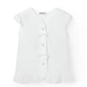 Рубашка для девочки с коротким рукавом MINAKU: Cotton collection, белая, рост 92 см