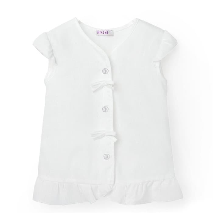 Рубашка для девочки с коротким рукавом MINAKU: Cotton collection, белая, рост 92 см