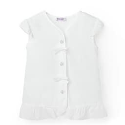 Рубашка для девочки с коротким рукавом MINAKU: Cotton collection, белая, рост 92 см