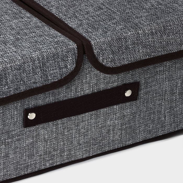 Короб стеллажный для хранения с двойной крышкой Доляна «Тэри», 36×25×16 см, серый