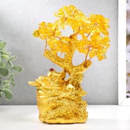 Бонсай декоративный «Денежное дерево, жаба у дерева с янтарём», 108 камней, 17×14×8 см