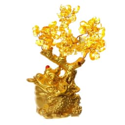 Бонсай декоративный «Денежное дерево, жаба у дерева с янтарём», 108 камней, 17×14×8 см