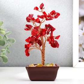 Бонсай декоративный 60 камней «Денежное дерево с рубинами», 13×7×5 см
