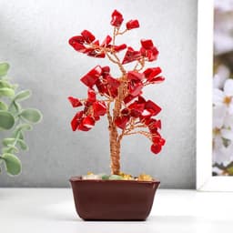 Бонсай декоративный 60 камней «Денежное дерево с рубинами», 13×7×5 см