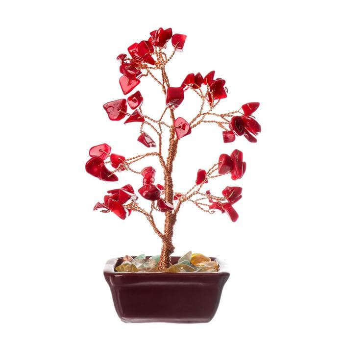 Бонсай декоративный 60 камней «Денежное дерево с рубинами», 13×7×5 см