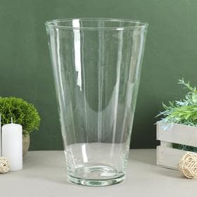 Ваза для цветов «Коническая», 4 л, большая, d=18.5 см, 29×18.5×10 см, стекло, прозрачная