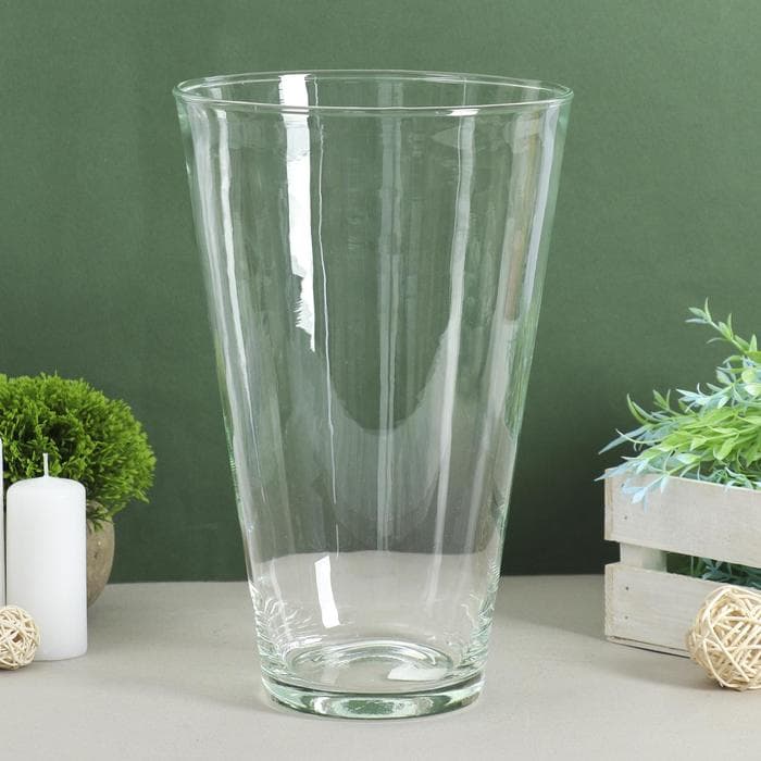 Ваза для цветов «Коническая», 4 л, большая, d=18.5 см, 29×18.5×10 см, стекло, прозрачная