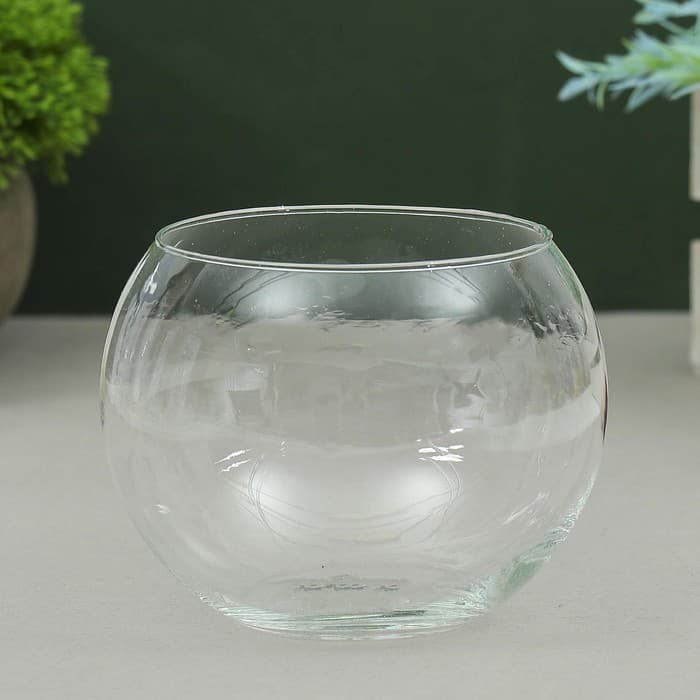 Ваза для цветов «Шаровая», 800 мл, d=9 см,10×10 см, стекло, прозрачная