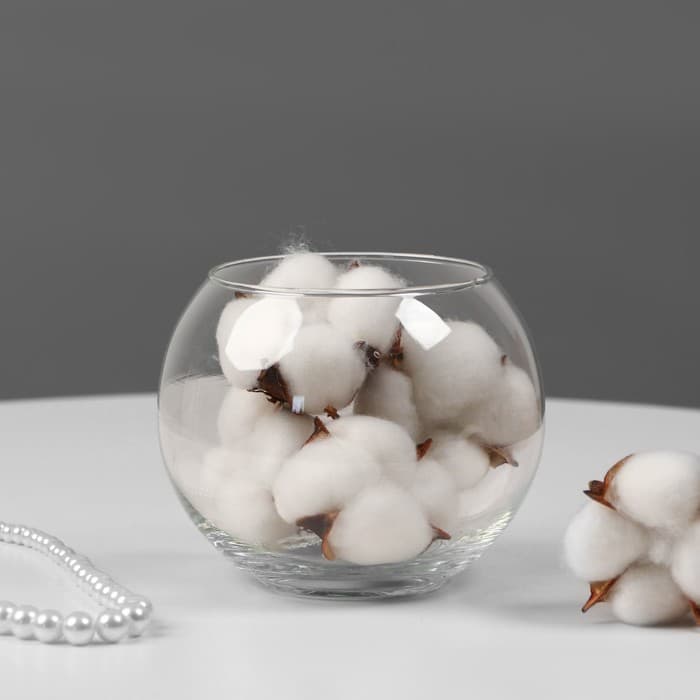 Ваза для цветов «Шаровая», 800 мл, d=9 см,10×10 см, стекло, прозрачная