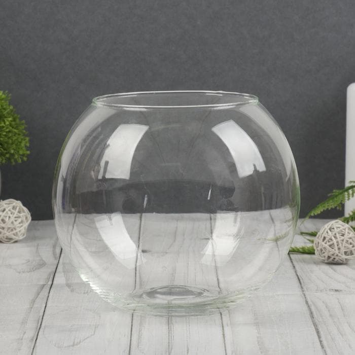 Ваза для цветов «Шаровая», 1.66 л, d=10 см, 13×15 см, стекло, прозрачная