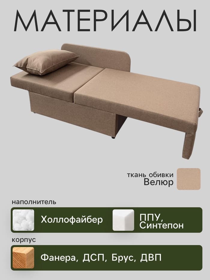 Диван - кушетка NEXT NICE, механизм еврокнижка, обивка велюр, цвет галька