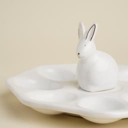 Подставка для яиц SL Home «Пасхальные кролики», 19×9 см, 8 ячеек, доломит, белая