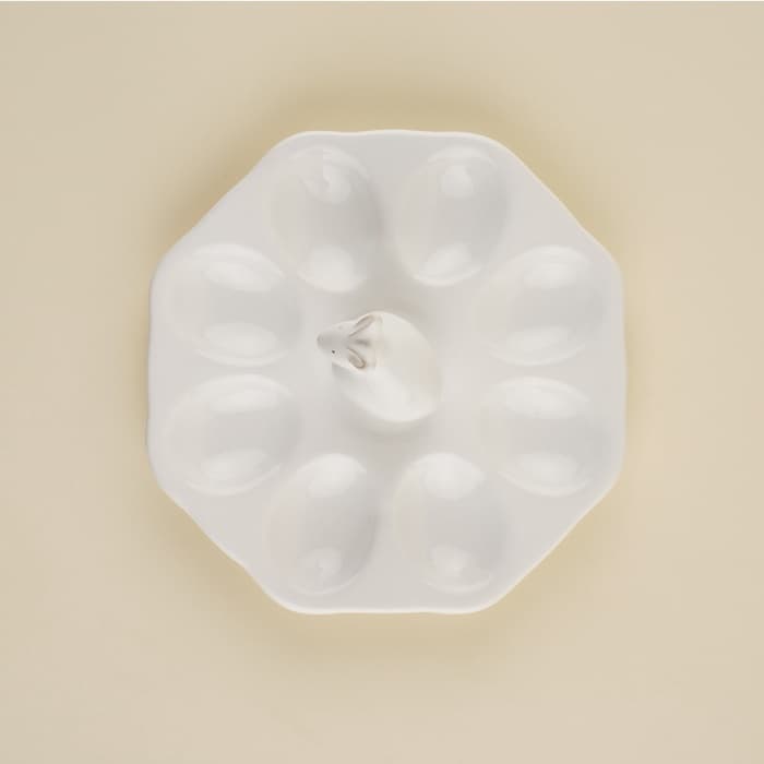 Подставка для яиц SL Home «Пасхальные кролики», 19×9 см, 8 ячеек, доломит, белая