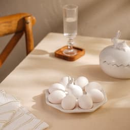 Подставка для яиц SL Home «Пасхальные кролики», 19×9 см, 8 ячеек, доломит, белая