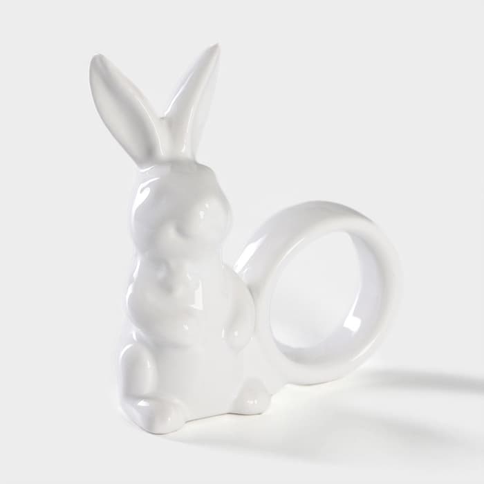 Кольцо для салфеток Доляна «Зайка», 9.1×4.3×10.5 см, доломит, белое