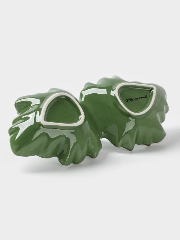 Менажница 2 ячейки Доляна «Лист», 21.8×6.9 см, доломит, зелёная