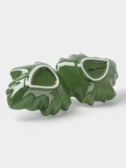 Менажница 2 ячейки Доляна «Лист», 21.8×6.9 см, доломит, зелёная